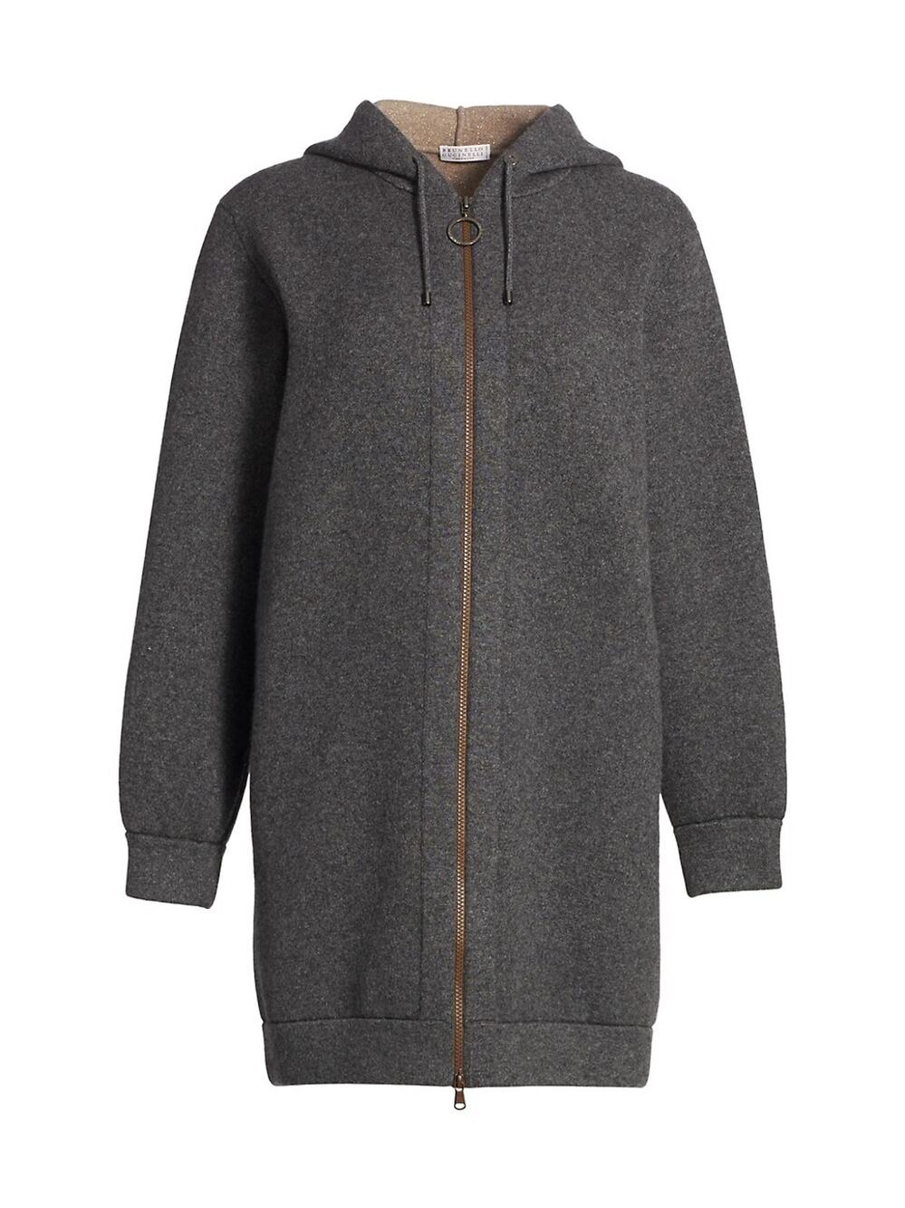 Brunello Cucinelli Cashmere Blend Grey Hooded Zip Cardigan Size X-Small